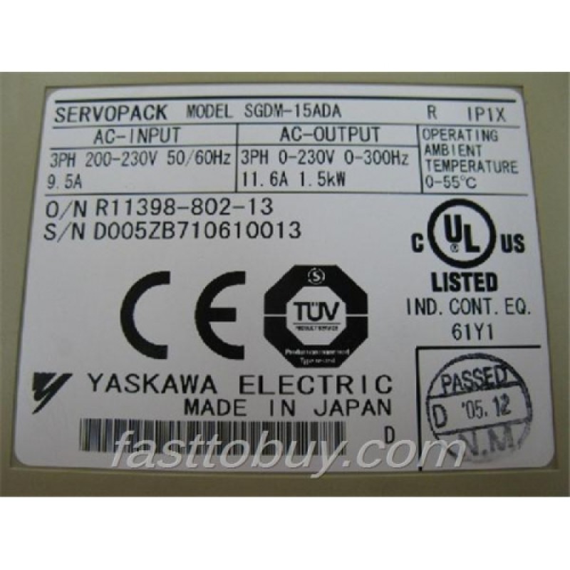 SGDM-15ADA(Replaced by updated version SGDM-15ADA-V with dustproof function) Yaskawa Sigma II Servopack Single/3 Phase 2