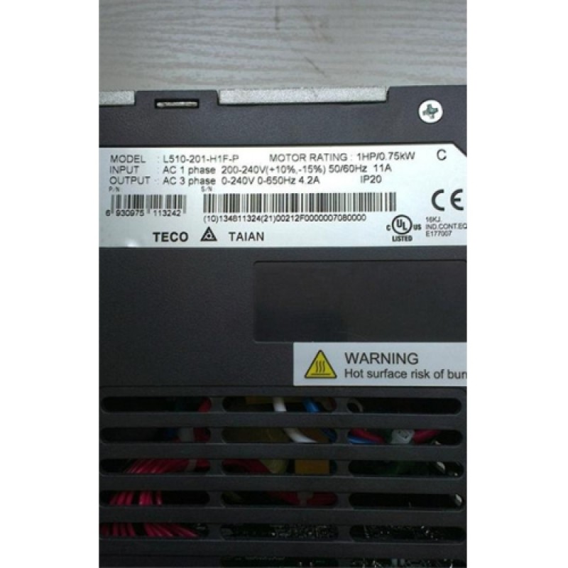 1 Phase 220V 4.3A 0.75KW 1HP TECO Inverter L510-201-H1F-P NEW