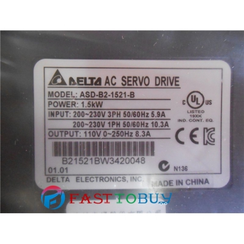 Delta AC Servo Drive B2 Series ASD-B2-1521-B 220V 1 phase 1500W 1.5KW New