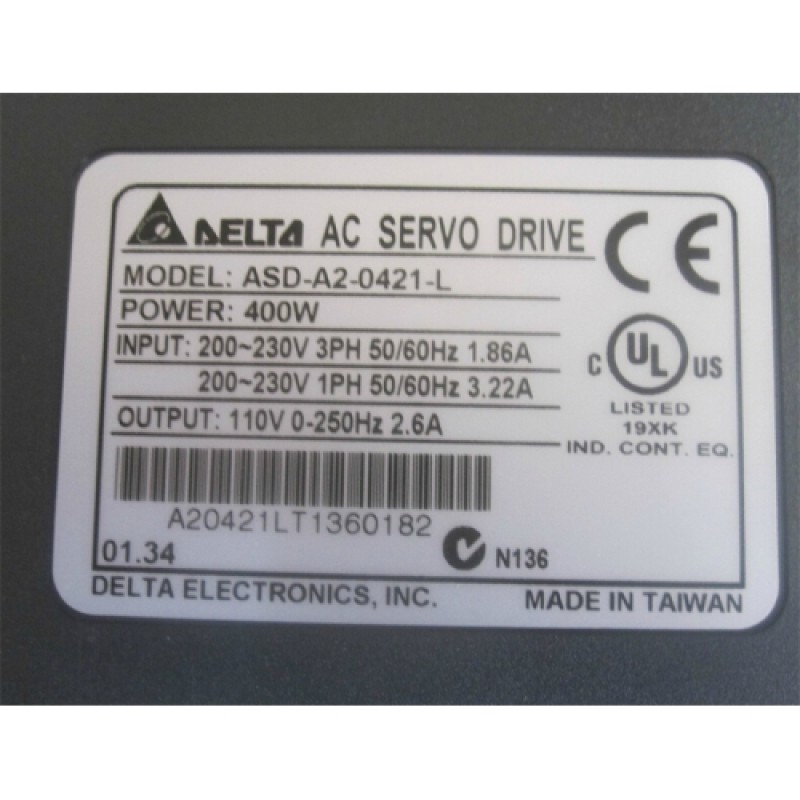 ECMA-C10604SS+ASD-A2-0421-L Delta 220V 400W 1.27NM 3000r/min 60mm brake AC Servo Motor Drive kits with 3M cable