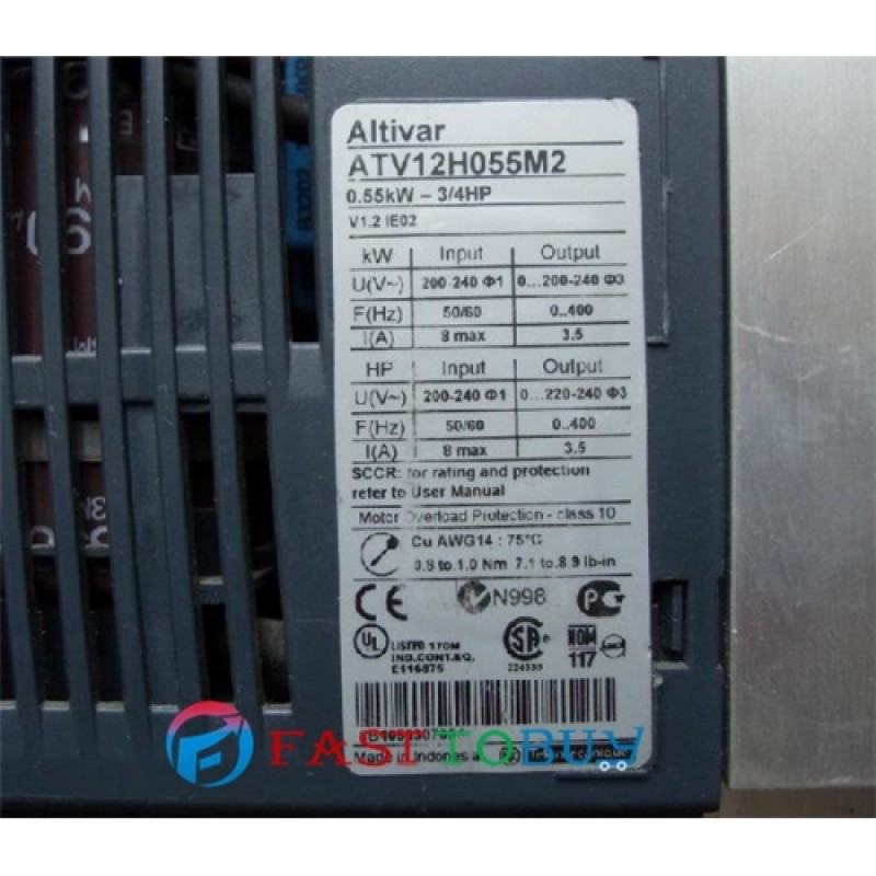 ATV12H055M2 VFD Inverter  Input 1ph 220V Output 3ph 220V 3.5A 0.5~400Hz 0.55KW 0.75HP New
