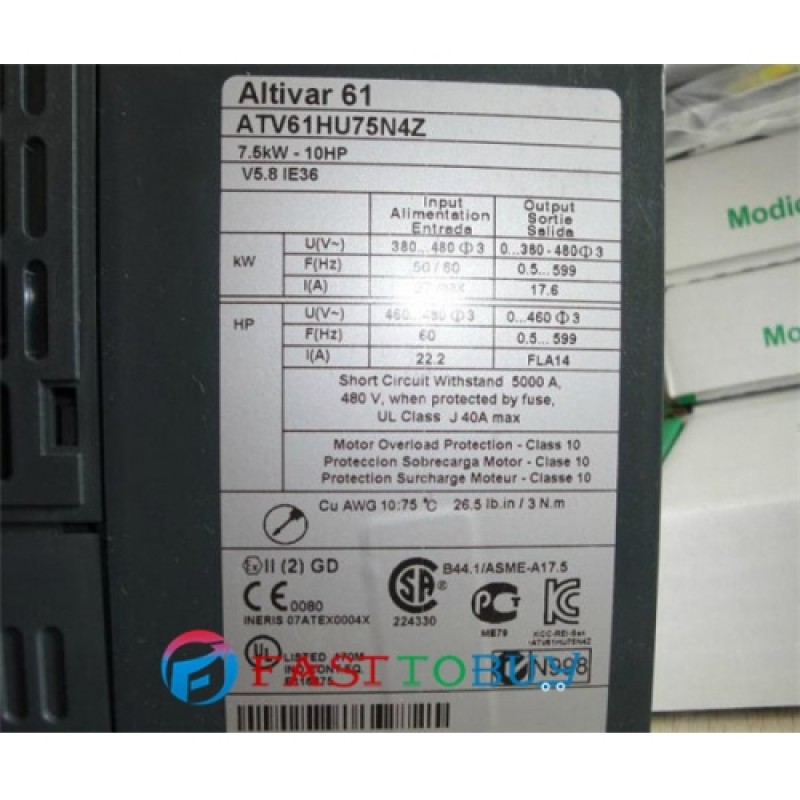 ATV61HU75N4Z VFD Inverter  Input 3ph 380V Output 3ph 380~480V 17.6A 0.1~500Hz 7.5KW 10HP New
