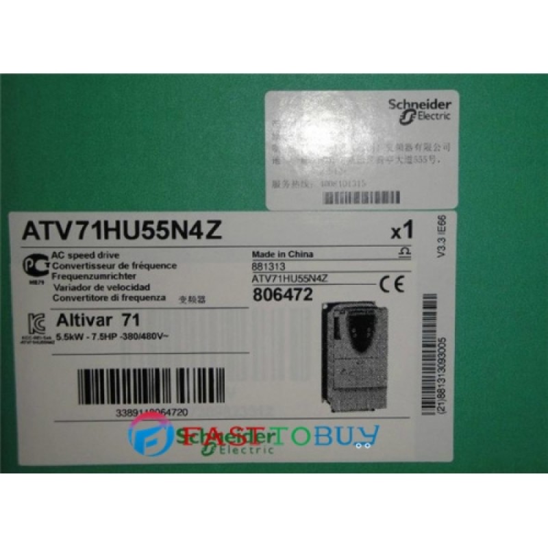 ATV71HU55N4Z VFD Inverter  Input 3ph 380V Output 3ph 380~480V 14.3A 0.1~599Hz 5.5KW 7.5HP New