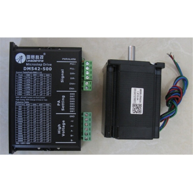 Stepper Motor Drive 2ph 5A 2.1NM NEMA23 57mm 4 Wire 18-50VDC For CNC Engraving Machine 57HS21A+DM542-500