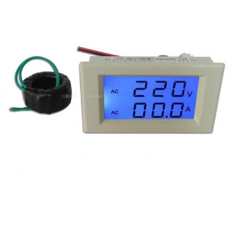 10pcs AC 200-500V AC 0-50A Voltmeter Ammeter LCD Dual Digital Display With current transformer