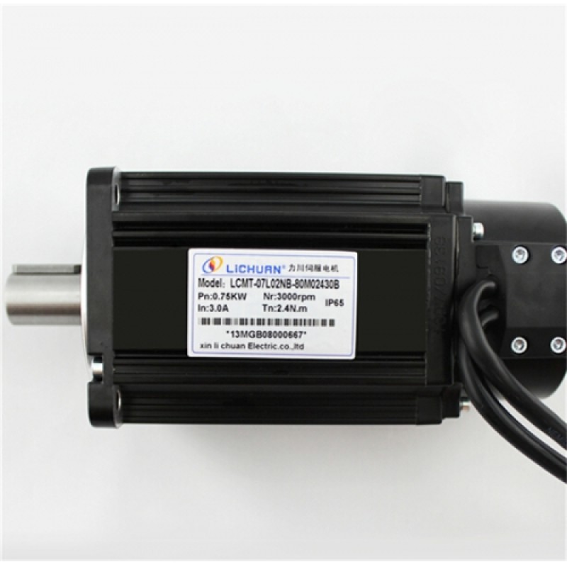 1PH 220V 80mm 2.4NM 750W 3000RPM 3A AC servo motor drive Kit 3M Cable LCMT-07L02NB-80M02430B+LCDB2-072002-LB822