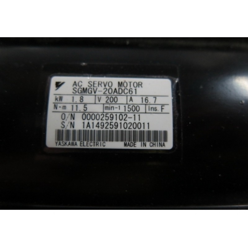 SGMGV-20ADC61  YASKAWA   200VAC  1.8KW  11.5NM  1500rpm Rotary Servomotor