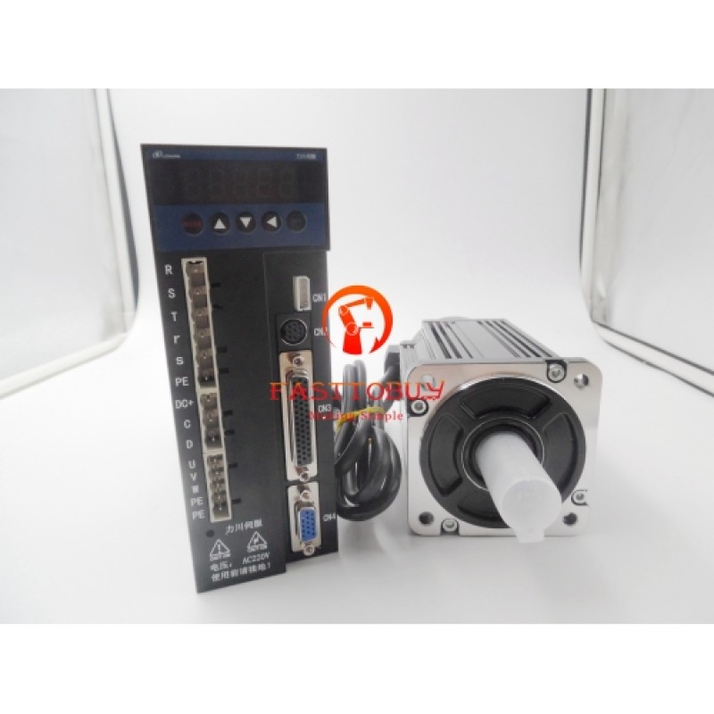 1PH 220V 80mm 2.4NM 750W 3000RPM 3A AC servo motor drive Kit 3M Cable LCMT-07L02NB-80M02430B+LCDB2-072002-LB822