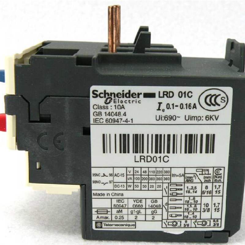 5pcs/Lot LRD01C TeSys D Thermal Overload Relays 0.1-0.16A New