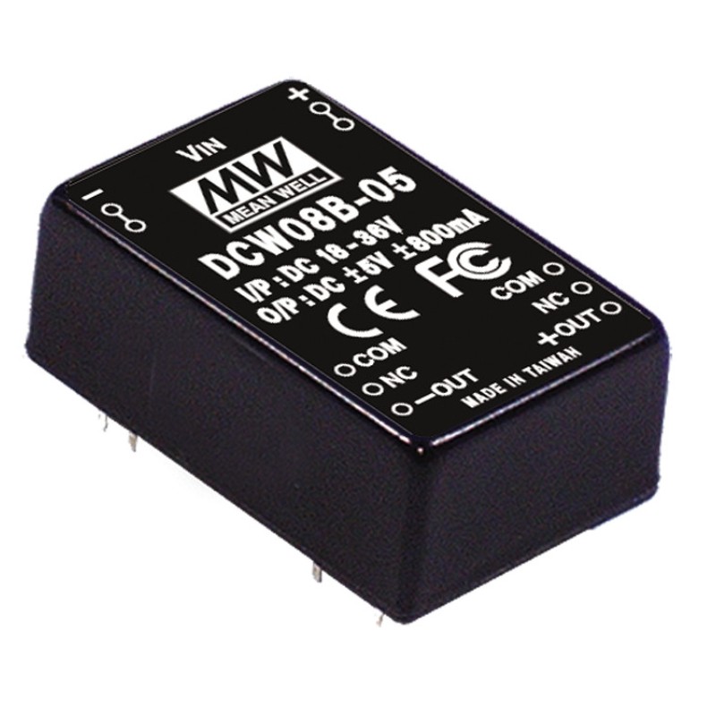 DCW08B-15 MEAN WELL 8W 18~36V Input 15V Regulated Dual Output DC-DC Converter Power Supply