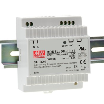 DR-30-15 MEAN WELL 30W 15V2A Single Output Switching Power Supply