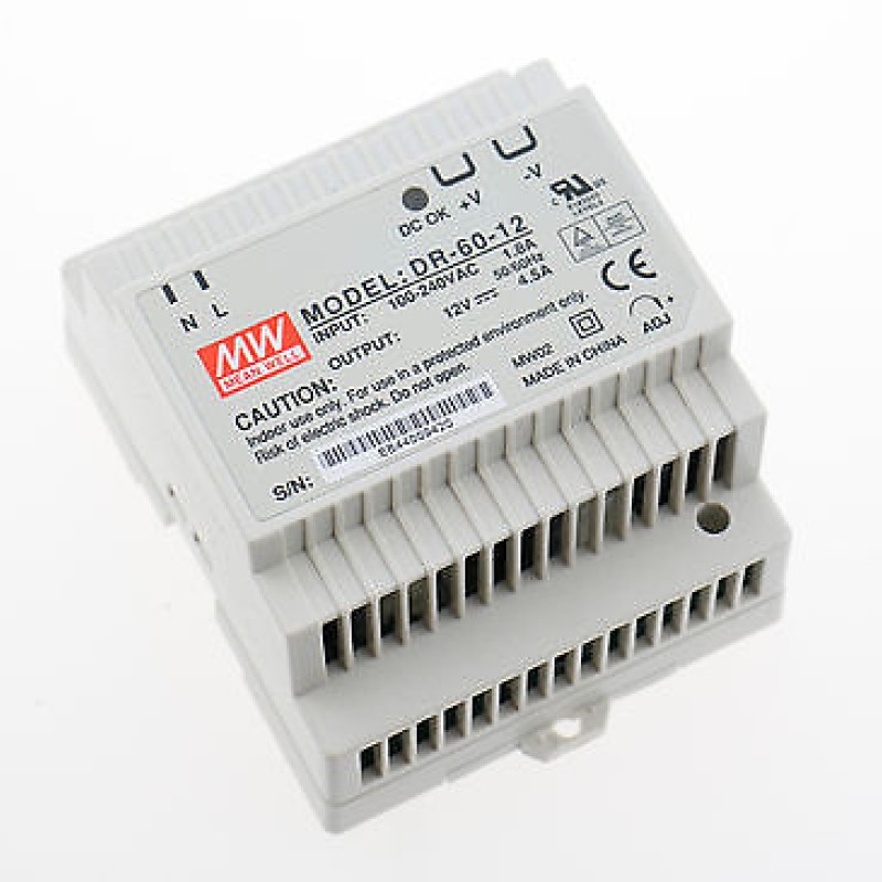 DR-60-12 MEAN WELL 60W 12V4.5A Single Output Switching Power Supply