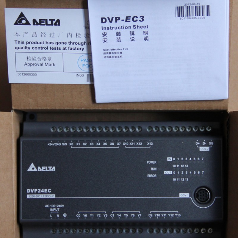 DVP24EC00T3 Delta PLC 100-240VAC DI12 DO12 transistor output Standard Original brand new