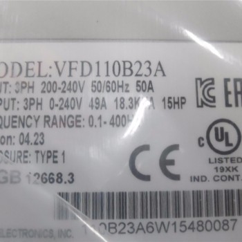 Delta AC Motor Drive Inverter VFD110B23A VFD-B Series 15HP 3 phase 220V 11KW New