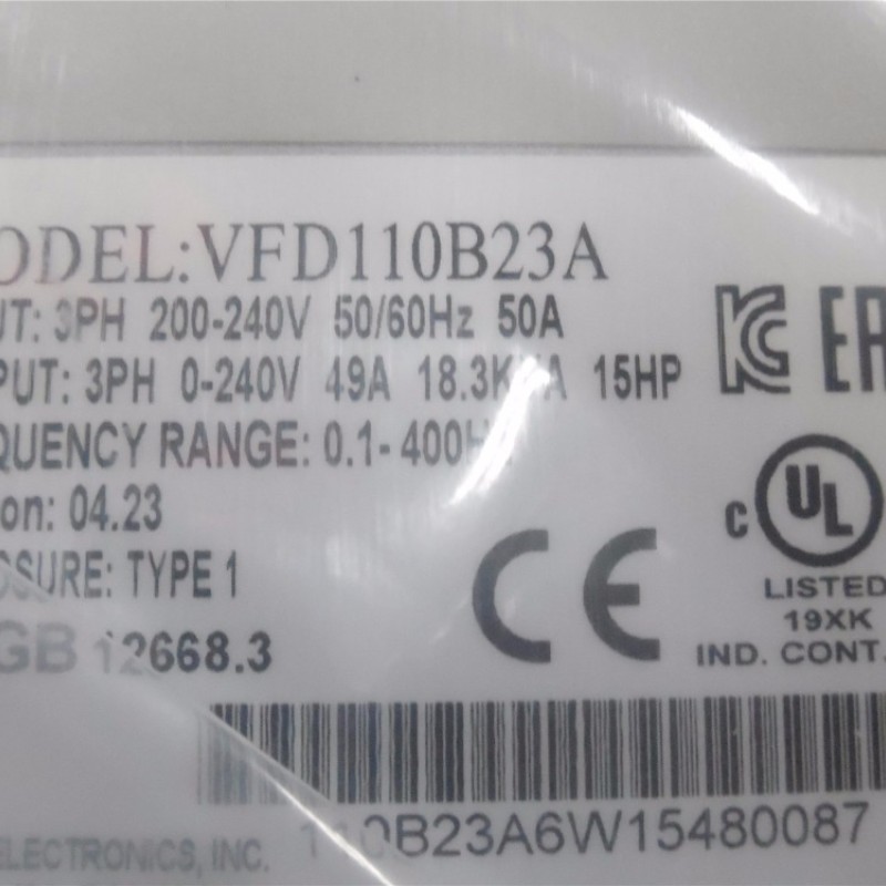 Delta AC Motor Drive Inverter VFD110B23A VFD-B Series 15HP 3 phase 220V 11KW New