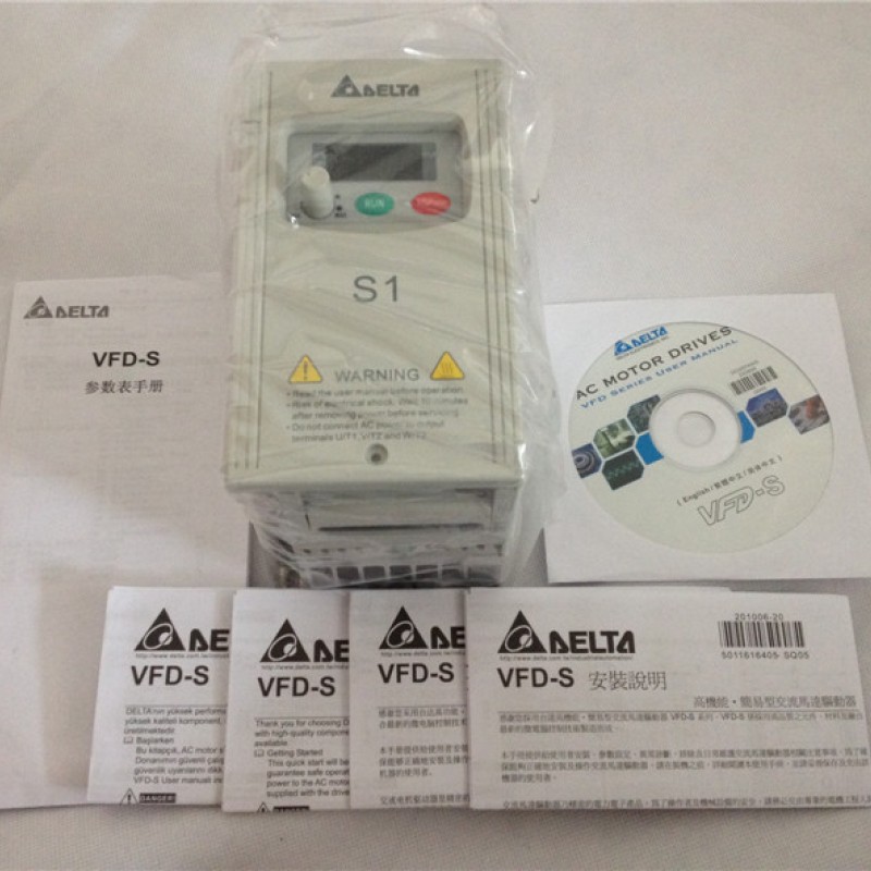 Delta Inverter VFD drive VFD002S21A 1Phase 220V 0.2kW 0.25HP 1~400Hz Inkle loom &Packaging machine
