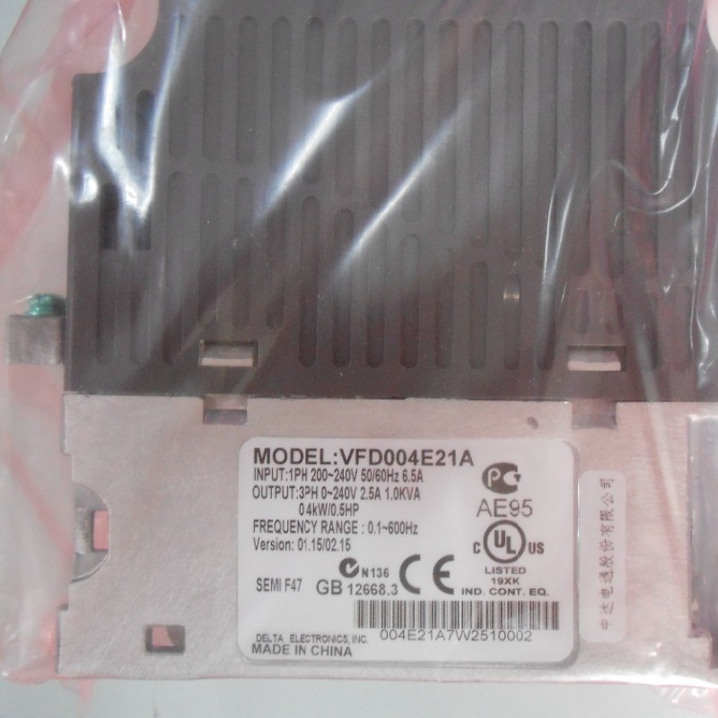 Delta Inverter VFD drive VFD004E21A 1Phase 220V 0.4KW 0.5HP 0.1~600Hz Grinding &Drilling machine