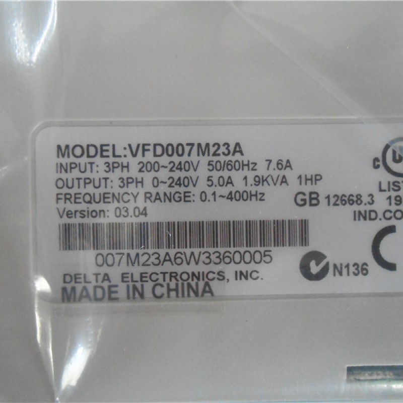Delta Inverter VFD drive VFD007M23A 3Phase 220V 0.75KW 1HP 0.1~400Hz Milling &Woodworking machine