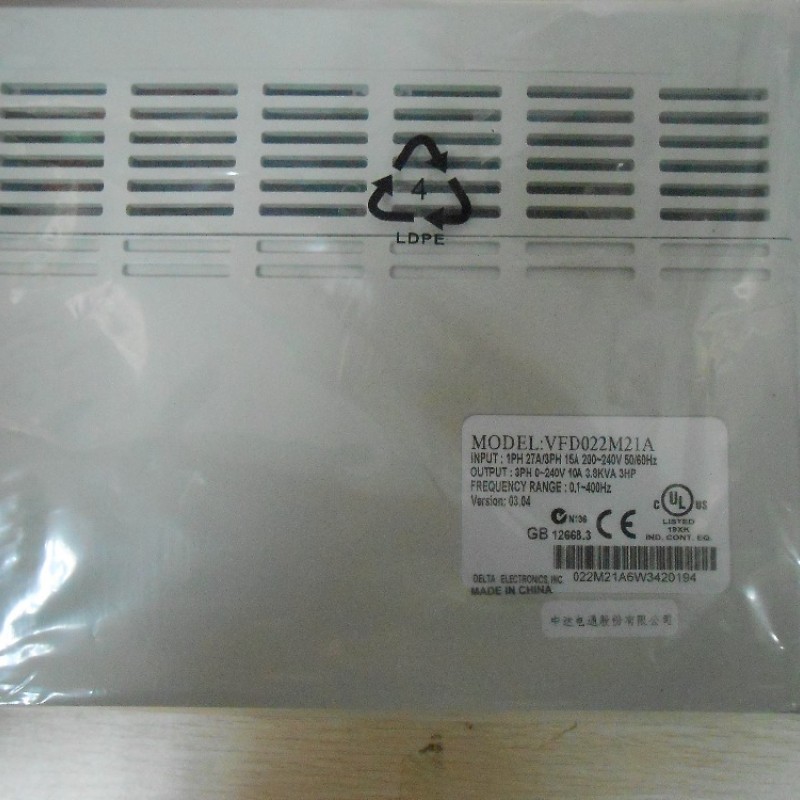 Delta Inverter VFD drive VFD022M21A 1Phase 220V 2.2KW 3HP 0.1~400Hz Milling &Woodworking machine