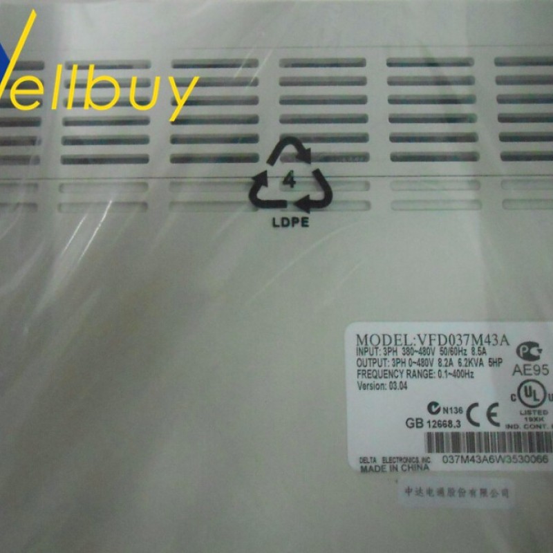 Delta Inverter VFD drive VFD037M43A 3Phase 380V 3.7KW 5HP 0.1~400Hz Milling &Woodworking machine