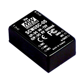 SCW05A-05 MEAN WELL 5W 9~18V Input 5V Regulated Single Output DC-DC Converter Power Supply