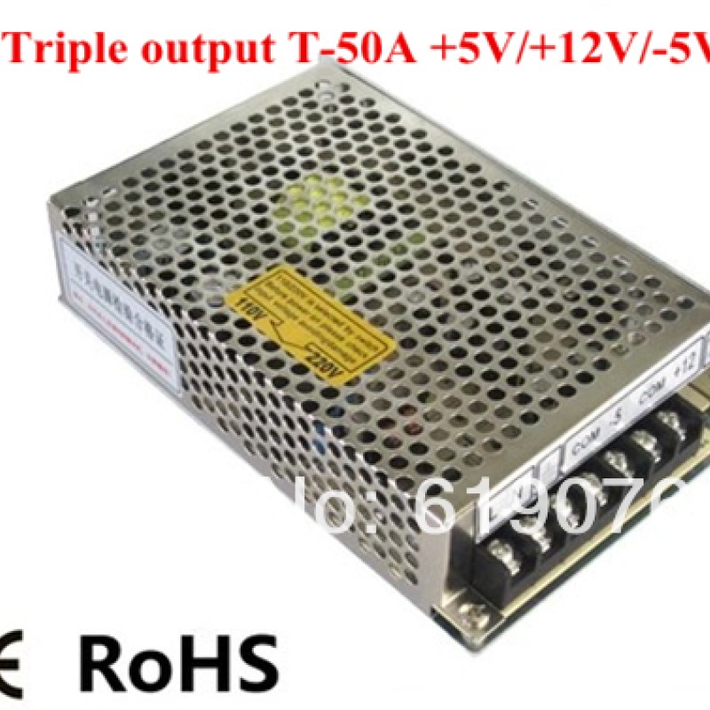 T-50A MEAN WELL 50W +5V7A +12V1A -5V1A Three Outputs Switching Power Supply