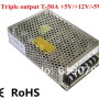 T-50A MEAN WELL 50W +5V7A +12V1A -5V1A Three Outputs Switching Power Supply